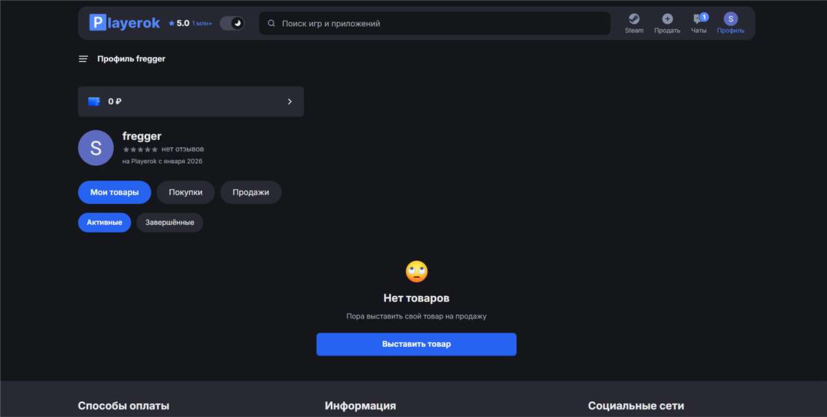 продажа аккаунта к игре Playerok